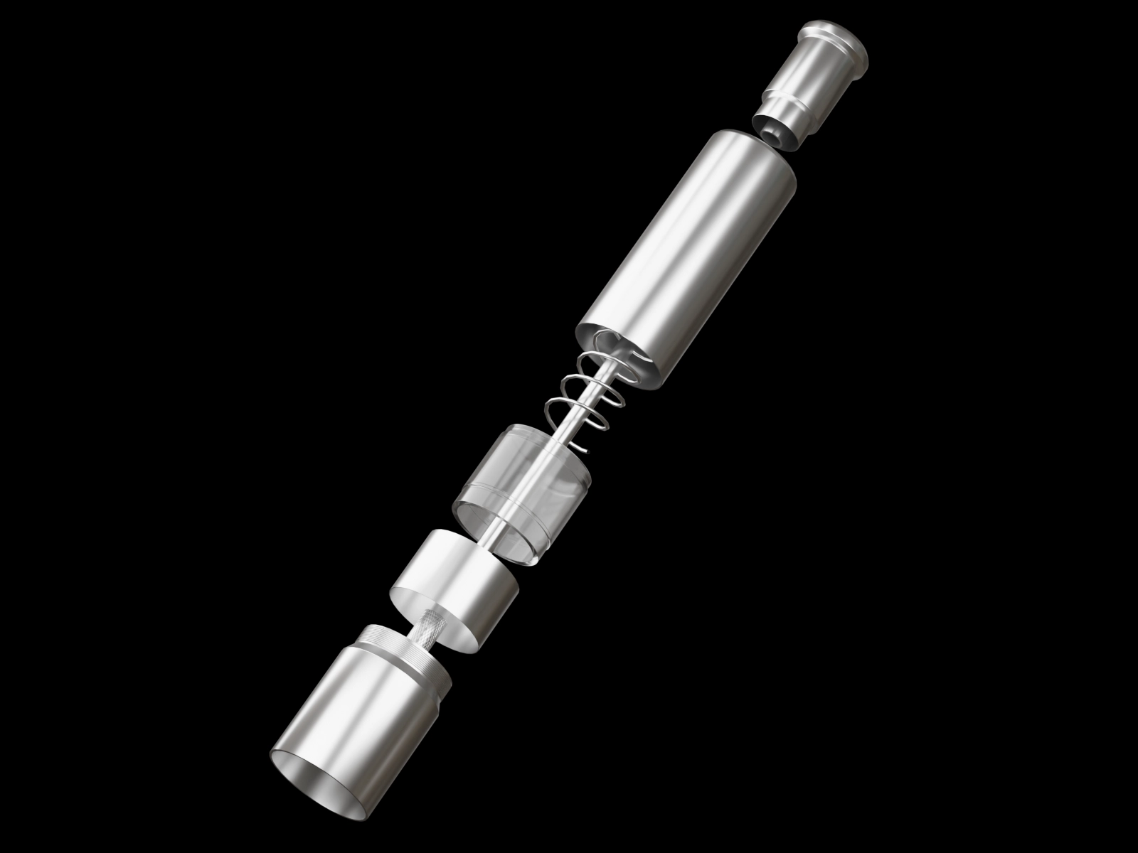 Exploded assembly render showing internal components